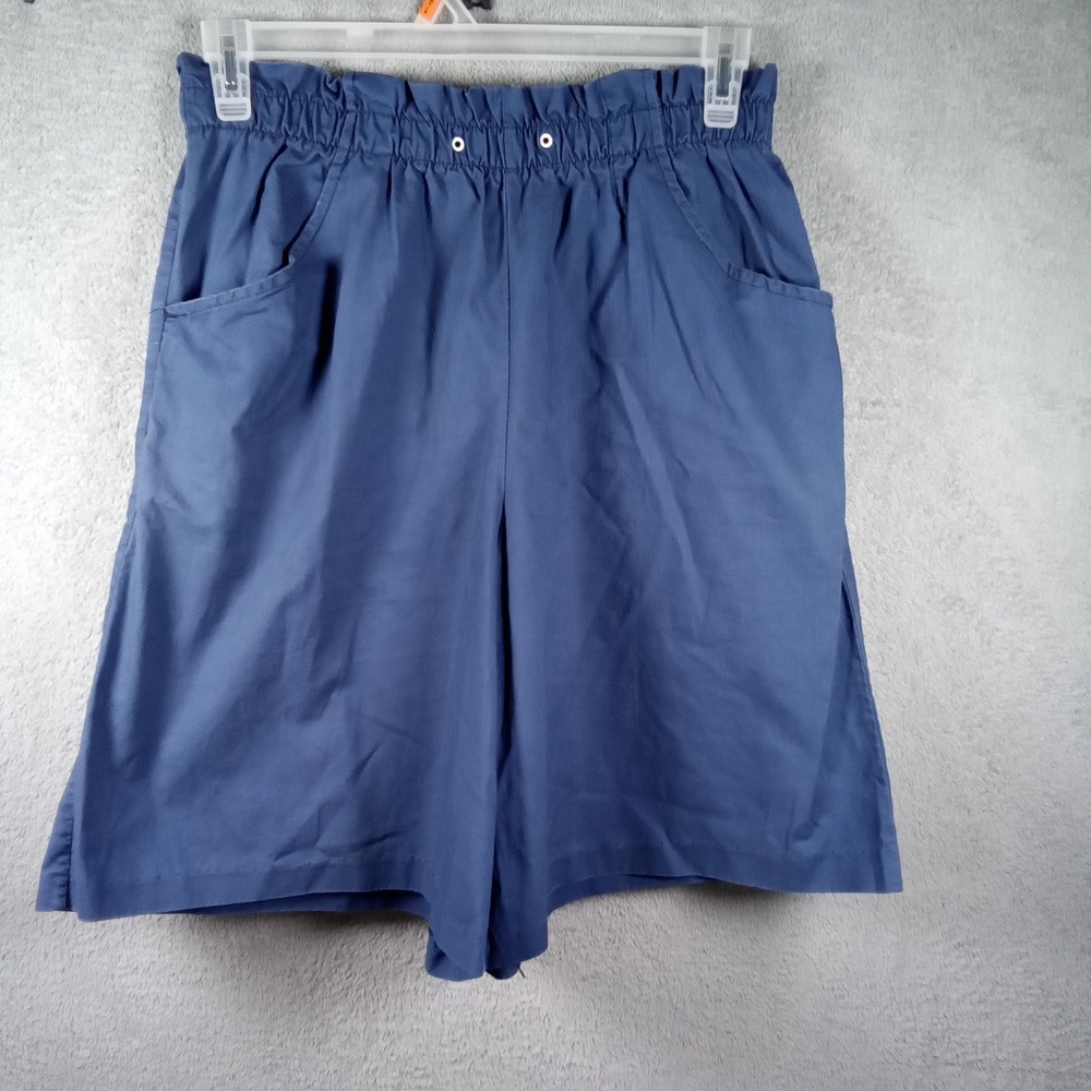 The Season Ticket Blue Cotton‎ Paperbag Waist Shorts Vintage Womens 16P Made